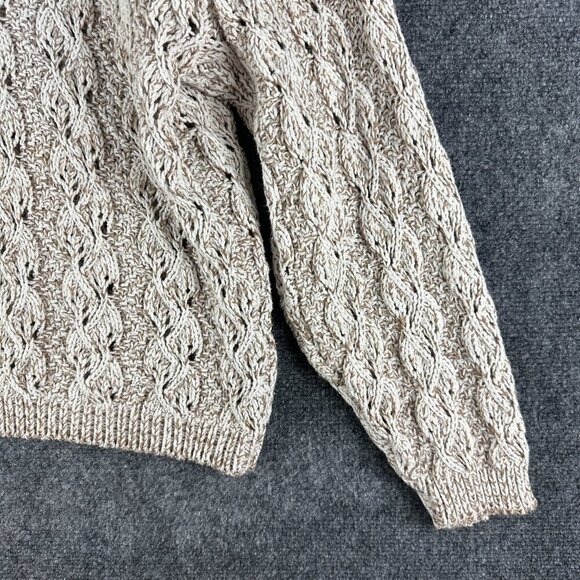 David Brett Sweater Womens Large Beige Loose Knit Ribbed Hem Pullover - Picture 2 of 7